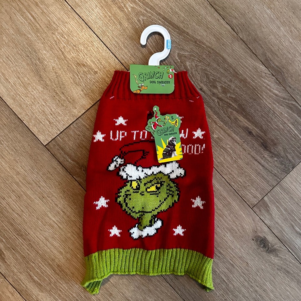 Dr. Seuss The Grinch Dog Sweater Red Holiday Knit Pet Apparel Size Small NWT